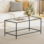 Load image into Gallery viewer, Glass Coffee Table, Modern Rectangular Coffee Table for Living Room, Minimalist Center Tea Table with Sturdy Metal Frame for Apartment, Office, Easy Assembly, 39.4 x 19.7 x 17.7 Inches, Black