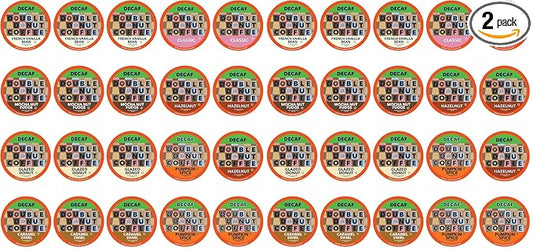 Double Donut Coffee Decaf Flavored Coffee Single Serve Cups For Keurig K Cup Brewer Variety Pack Sampler, 20Count (Pack of 2)