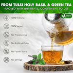 Load image into Gallery viewer, FreshDrinkUS, Premium 30 Tulsi Green Tea Bags, 100% Natural, Blend of Tulsi Holy Basil Leaves, and Green Tea Leaves. Made with Natural Material Tea Bags. No Sugar, Vegan.