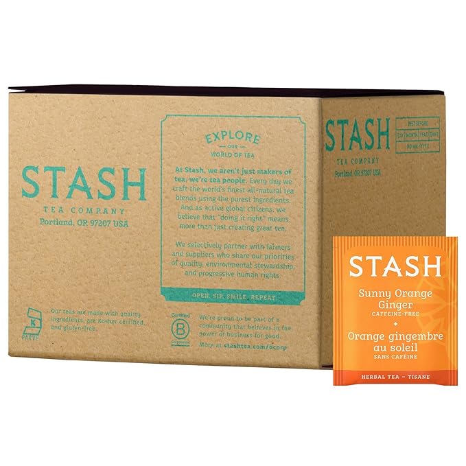 Stash Tea Sunny Orange Ginger Herbal Tea, Box of 100 Tea Bags