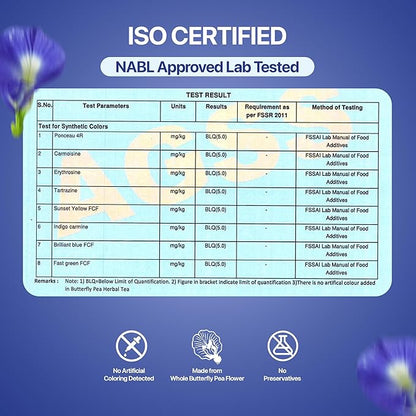 BLUE TEA - Butterfly Pea Flower Tea - 15 Count - Pyramid Plant Based Tea Bag | ANTIOXIDANT RICH | Herbal Tea - Caffeine Free - Detox Tea - Flower Based - Non Bitter | Reusable Tin Pack