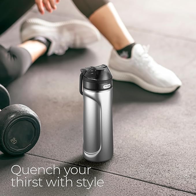 SipX™ Triple-Insulated Stainless Steel Water Bottle - 18oz. With Straw Lid, Reusable Insulated Water Bottle Keeps Cold For 12 Hours, Metal Water Bottle Made Of Sustainable Material For Hiking & Biking
