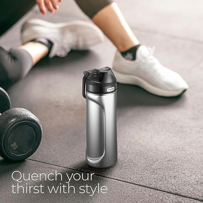 SipX™ Triple-Insulated Stainless Steel Water Bottle - 18oz. With Straw Lid, Reusable Insulated Water Bottle Keeps Cold For 12 Hours, Metal Water Bottle Made Of Sustainable Material For Hiking & Biking