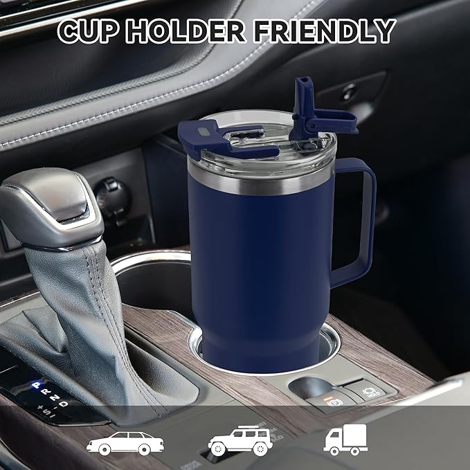 HASLE OUTFITTERS 30oz Tumbler With Handle, Insulated Travel Coffee Mug With Straw Leak-Proof Double Wall Stainless Steel Vacuum Tumblers Metal Cup with Straw for Hot and Cold Drink