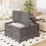 Load image into Gallery viewer, LAUSAINT HOME Farmhouse Lift Top Coffee Table with Large Hidden Storage Compartment, Wood Square Center Table with Lifting Top for Living Room, Home Office, Gray