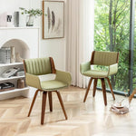 Load image into Gallery viewer, LUNLING Swivel Accent Faux Leather Dining Chairs Set of 4,Mid Century Modern Chairs with Wooden Legs/Armrest/Upholstered Seat/Adjustable Foots for Kitchen Dining Room Desk Chairs,Green