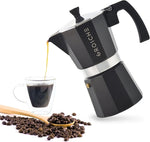 Load image into Gallery viewer, GROSCHE Milano Stovetop Espresso Maker Moka Pot Cuban Coffee Maker Stovetop Coffee Maker Moka Italian Greca Brewer Percolator | 6 Espresso Cup, Black