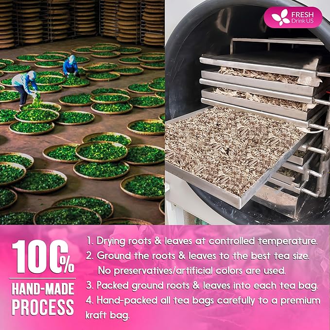 FreshDrinkUS, Premium 55 Marshmallow Root and Leaf Tea Bags, 100% Natural & Pure. Loose Leaf Marshmallow Herbal Tea. Made with Eco-Conscious Tea Bags. No Sugar, No Caffeine, No Gluten, Vegan.