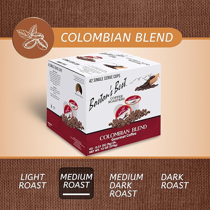 Boston’s Best - Colombian Blend Delectable Gourmet Coffee, Bold Medium Roast Compatible with Keurig Coffee Maker - 1 Count (42 Single Serve Cups)