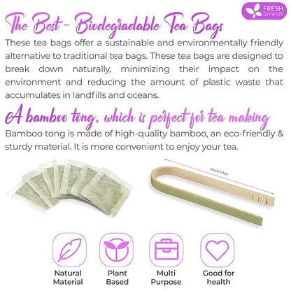 FreshDrinkUS Premium 55 Astragalus Root Tea Bags, 100% Natural & Pure. Astragalus Root Herbal Tea. Made With Natural Material Tea Bags. No Sugar, No Caffeine, No Gluten, Vegan