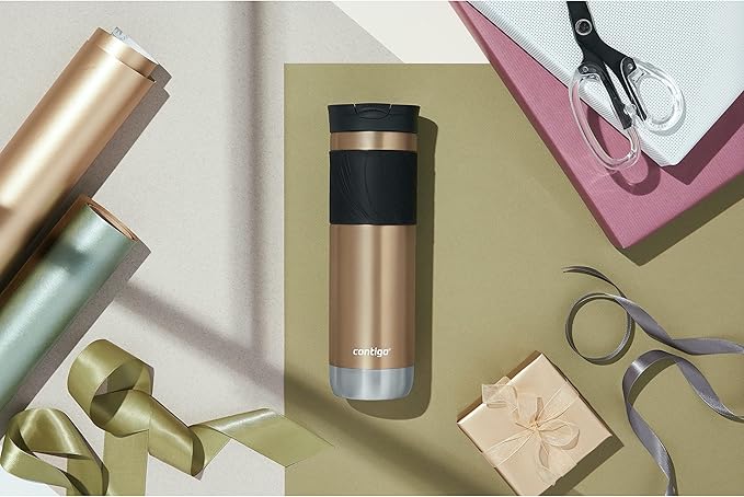 Contigo Byron Vacuum-Insulated Stainless Steel Travel Mug 24oz Chardonnay Color with Leak-Proof Lid Keeps Beverages Hot or Cold Perfect for Coffee Lovers Travelers Campers and Outdoor Activities