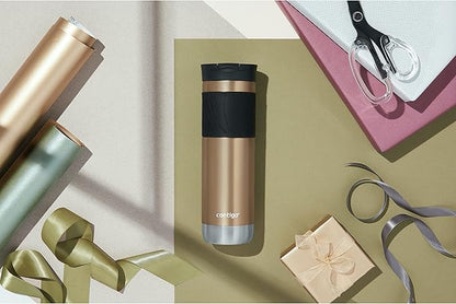 Contigo Byron Vacuum-Insulated Stainless Steel Travel Mug 24oz Chardonnay Color with Leak-Proof Lid Keeps Beverages Hot or Cold Perfect for Coffee Lovers Travelers Campers and Outdoor Activities