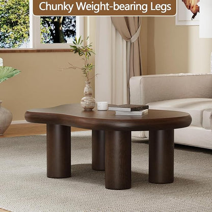 Cloud Coffee Table Modern Cute Coffee Tables Irregular Simple Tea/Center Table for Small Space End Table for Living Room, Home Office, Indoor (Brown 46" W X 31" D X 15.3" H)