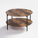 Load image into Gallery viewer, Round Coffee Table, 2-Tier 32.9" Circle Coffee Tables with Storage Wood Rustic Farmhouse Center Circular Coffee Table for Living Room Bedroom Balcony Office - Walnut