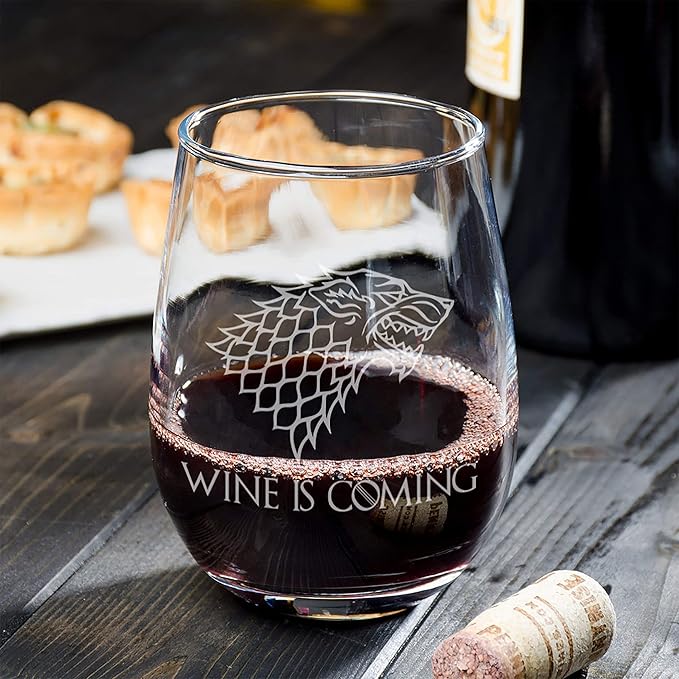 "Wine is Coming" Stemless Wine Glass - Perfect Christmas Gift for The Game of Thrones Fan