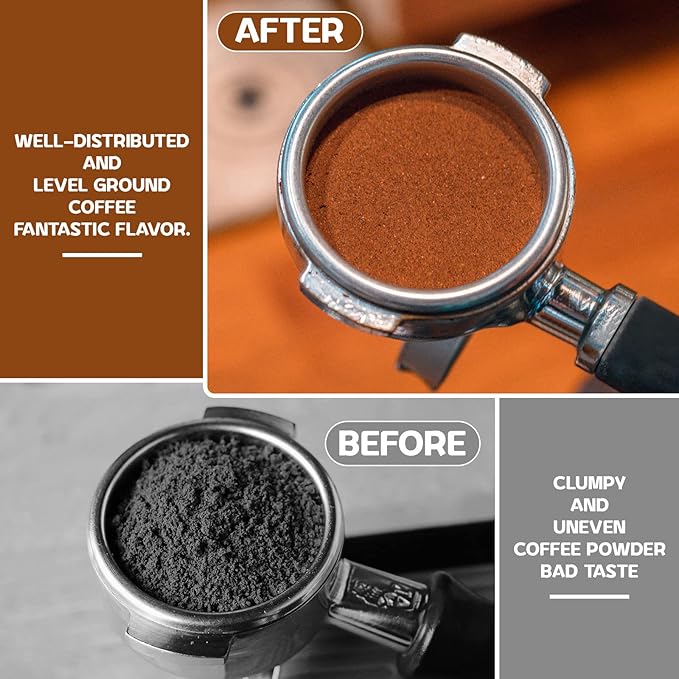 Espresso Tamper 51mm & Espresso Stirrer, Coffee Tamper for Espresso Machine, Espresso Distribution Tool, Espresso Stamp Press, Calibrated Spring Loaded Hand Tamper Stainless Steel Base (51mm)