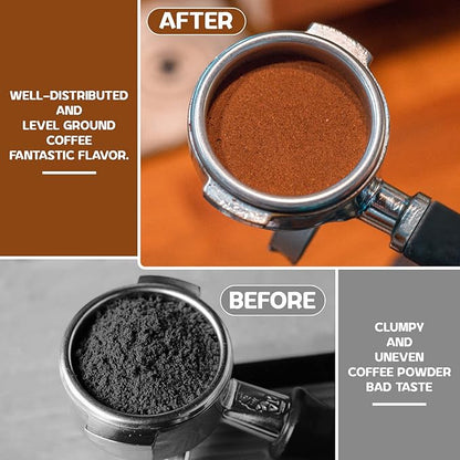 Espresso Tamper 51mm & Espresso Stirrer, Coffee Tamper for Espresso Machine, Espresso Distribution Tool, Espresso Stamp Press, Calibrated Spring Loaded Hand Tamper Stainless Steel Base (51mm)