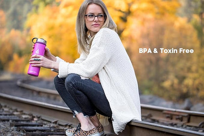 HYDRO CELL Stainless Steel Insulated Water Bottle with Straw - For Cold & Hot Drinks - Metal Vacuum Flask with Screw Cap and Modern Leakproof Sport Thermos for Adults (Fuchsia 24oz)