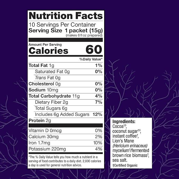 Host Defense MycoBrew Mocha - Mocha Drink Mix - Includes Lion's Mane Mushroom - Drink Mix with Fair Trade Certified Cocoa & 100% Arabica Instant Coffee - 10 Packets (10 Servings)