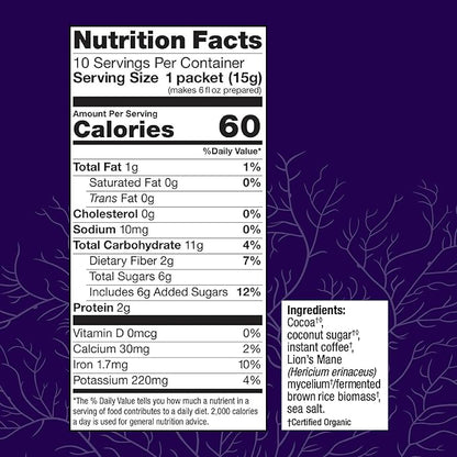 Host Defense MycoBrew Mocha - Mocha Drink Mix - Includes Lion's Mane Mushroom - Drink Mix with Fair Trade Certified Cocoa & 100% Arabica Instant Coffee - 10 Packets (10 Servings)