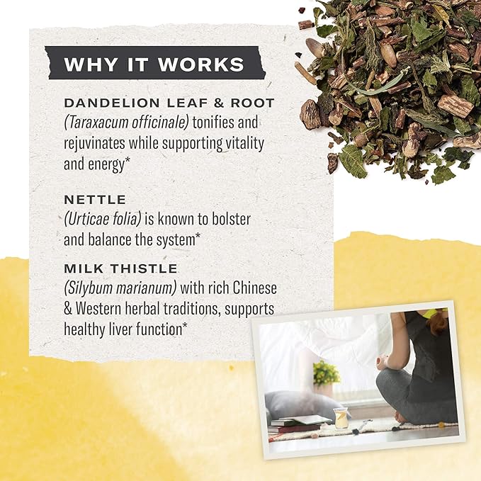 Numi Organic Dandelion Detox Tea, 16 Tea Bags (Pack of 3), Dandelion, Nestle, and Milk Thistle, Caffeine Free