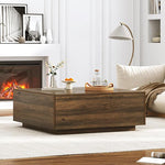 Load image into Gallery viewer, 43” Square Coffee Table with Storage, Modern Large Square Center Table with 2 Drawers, Wood Coffee Table for Living Room, Walnut