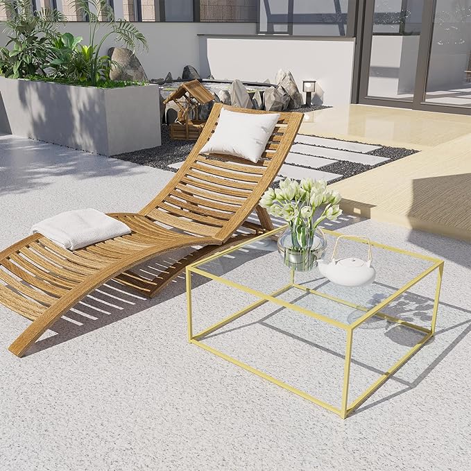 Glass Coffee Table Modern Center Table,Minimalist Coffee Table Sofa Side Tea Table for Living Room,Tempered Glass-top with Sturdy Metal Frame, Easy Assembly,26.4 x 26.4 x 15.7 Inches, Gold