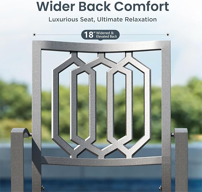 PHI VILLA Set of 6 Stackable Wrought Iron Patio Dining Chairs, Portable Black Outdoor Bistro Deck Metal Chairs, Support 300 lbs, Ideal for Garden, Backyard, Lawn