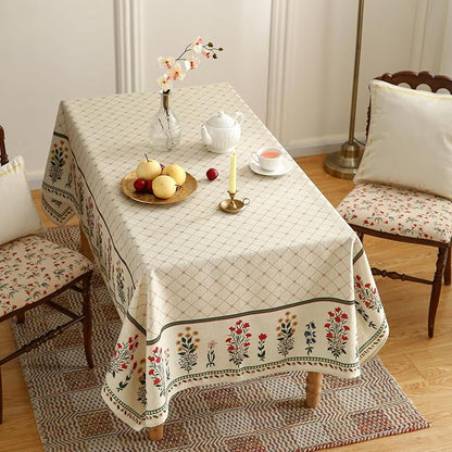 Designer Vintage Linen Floral Small Square Tablecloth,Fall Colorful Modern Table Cloth,Anti-Wrinkle Decor Tablecloths for Dining Thanksgiving Kitchen Christmas,55"*55"-Bertina E