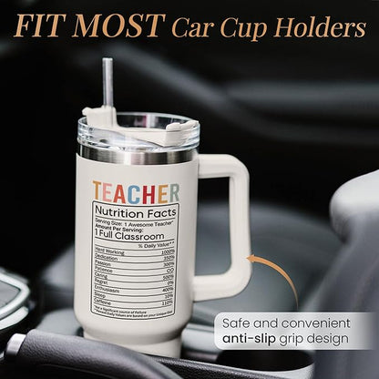 SANDJEST Teacher Appreciation Gifts - It Takes a Big Heart 40oz Stainless Steel Tumbler with Handle - Thank You Gift for Teacher's Day & Graduation