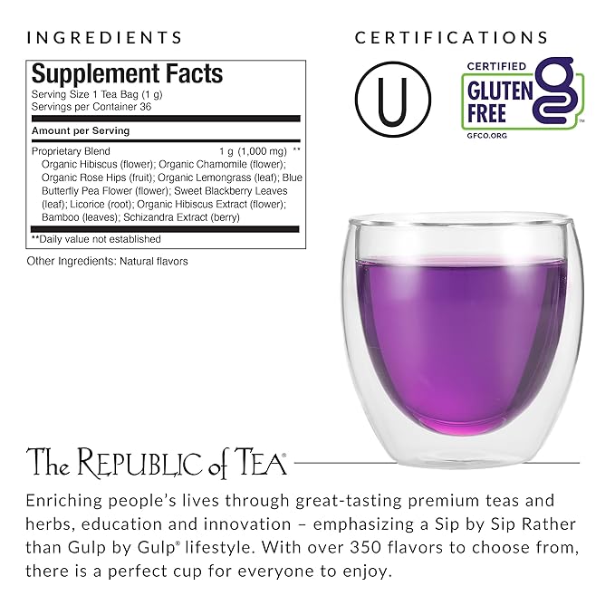 The Republic of Tea - Beautifying Botanicals® Beauty Sleep Chamomile Rose Herbal Tea Bags (36 count)