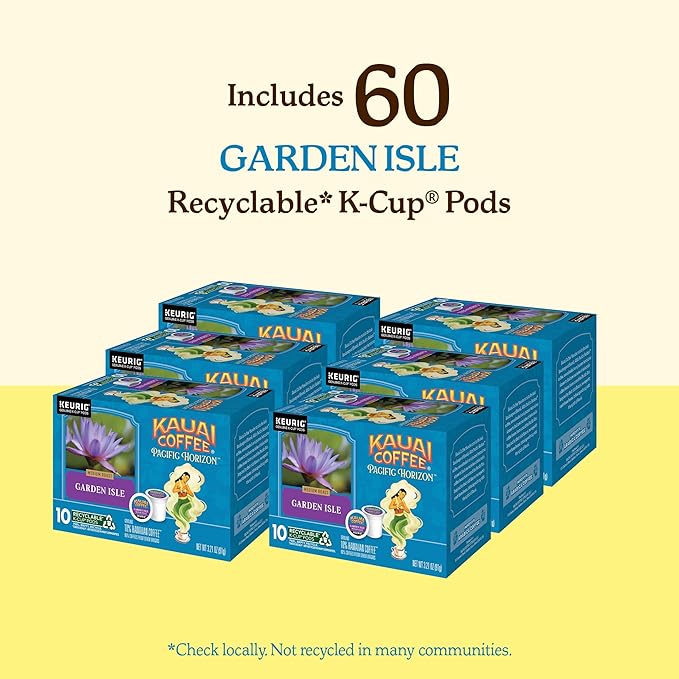 Kauai Coffee Garden Isle Medium Roast - Compatible with Keurig K-Cup Brewers, 10 CT (Pack of 6)