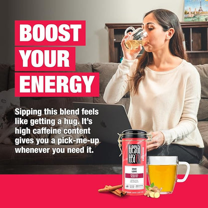 Tiesta Tea - Chai Love, Loose Leaf, Spiced Chai Black Tea, Premium Blend, High Caffeinated, Make Hot or Iced & Brews Up to 50 Cups, 4 Ounce Refillable Tin