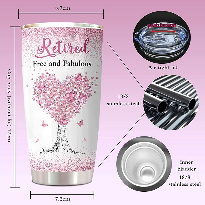 ZANIION Retirement Gift for Woman 2025 Tumbler 1PC, Best Retirement Gifts Ideas, Retirement Gifts Mug, Retired Gifts for Women, Retirement Party Decorations, Farewell Gifts for Coworkers Cup 20oz