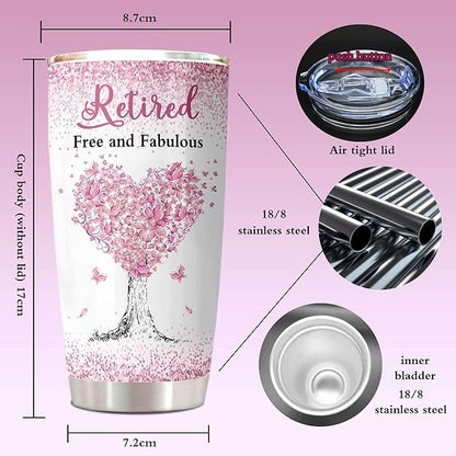 ZANIION Retirement Gift for Woman 2025 Tumbler 1PC, Best Retirement Gifts Ideas, Retirement Gifts Mug, Retired Gifts for Women, Retirement Party Decorations, Farewell Gifts for Coworkers Cup 20oz