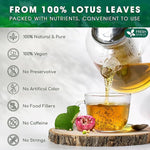 Load image into Gallery viewer, FreshDrinkUS, Premium 30 Lotus Leaf Tea Bags, 100% Natural &amp; Pure from Lotus Leaves. Loose Leaf Lotus Herbal Tea. Made with Eco-Conscious Tea Bags. No Sugar, No Caffeine, No Gluten, Vegan.