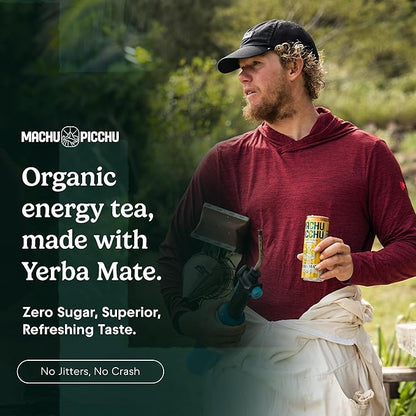 MACHU PICCHU ENERGY, Non-Carbonated Zero Sugar Yerba Mate, Clean Energy Drink Alternative, 12oz (Pack of 12) – 120mg Organic Green Coffee Bean Caffeine, Low Calorie, USDA Organic, No Artificial Flavors (Ocean Citrus)