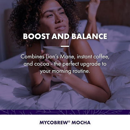Host Defense MycoBrew Mocha - Mocha Drink Mix - Includes Lion's Mane Mushroom - Drink Mix with Fair Trade Certified Cocoa & 100% Arabica Instant Coffee - 10 Packets (10 Servings)