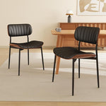 Load image into Gallery viewer, Modern PU Leather Dining Room Chairs Set of 6, Upholstered Kitchen Chairs with Walnut Bentwood Back and Metal Legs Adjustable Feet for Kitchen Dining Room(Balck)