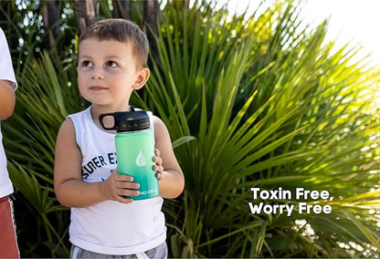 HYDRO CELL Stainless Steel Insulated Water Bottle with Straw - For Cold & Hot Drinks - Metal Vacuum Flask with Screw Cap and Modern Leakproof Sport Thermos for Adults (Mint/Green 14oz)