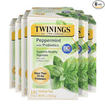 Load image into Gallery viewer, Twinings Superblends Peppermint with Probiotics Herbal Tea, 18 Count (Pack of 6), Naturally Caffeine-FreeEnjoy Hot or Iced, 96 Teabags