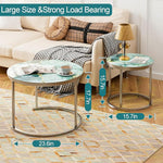 Load image into Gallery viewer, aboxoo Coffee Table Nesting Side Round Set of 2 End Table Green Art Table Top Sturdy Metal Frame Desk Centerpiece Living Room Bedroom Apartment Modern Industrial Simple Nightstand