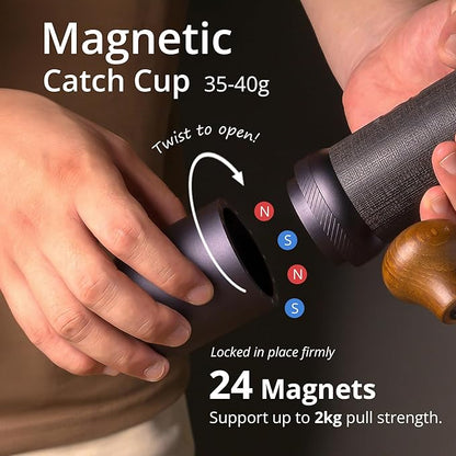 1Zpresso J-Ultra Manual Coffee Grinder Iron Gray, Conical Burr, Foldable Handle, Magnet Catch Cup Capacity 40g, Numerical Adjustable Finely Setting, Faster Grinding Efficiency ideal for Espresso