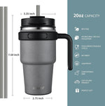Load image into Gallery viewer, ALOUFEA 20 oz Insulated Coffee Mug Tumbler with Handle, Stainless Steel Travel Mug Tumbler with Lid and Straw, Double Wall Vacuum Leak Proof Ice Coffee Thermal Cup, Gray