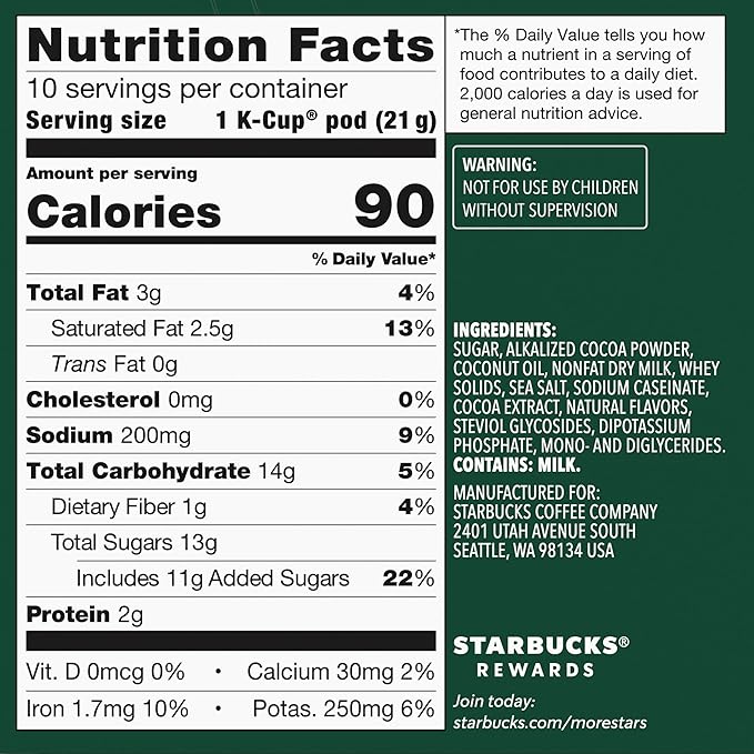 Starbucks Coffee K-Cup Pods, Naturally Flavored Hot Cocoa For Keurig Coffee Makers, 6 Boxes (60 Pods Total)