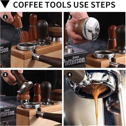 58mm Coffee Distributor, Espresso Distribution Tool, Adjustable Depth Espresso Tamper Leveler with Walnut Wood Handle Fits for 58mm Breville Gaggia E61 Portafilter