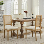 Load image into Gallery viewer, Vintage French Country Dining Chairs Set of 2, Rattan Dining Chairs with a Square Back, Beige Upholstered Dining Chair, Sillas para Comedor, Kitchen &amp; Dining Room Chair (Beige, Rattan, 2Pcs)