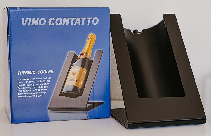 Vino Contatto Thermic Wine Cooler, Temperature Control Stand for Red, White, Sparkling Wines and Beverages, Black