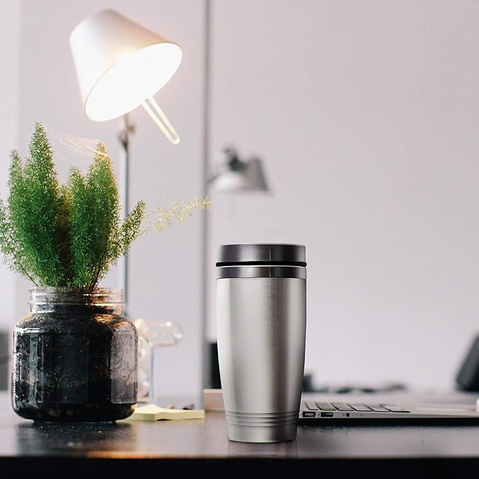 DISCOUNT PROMOS Stainless Steel Tumblers 16 oz. Set of 6, Bulk Pack - Perfect for Coffee, Soda, Other Hot & Cold Beverages - Silver