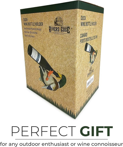 Rivers Edge Products 750ml Wine Bottle Holder - Hand-Painted Poly Resin Animal Kitchen Decor - Unique, Rustic Home Decor for Countertop and Bar - Wine Accessories for Wine Lovers